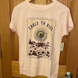 Ariat Women’s Light Pink Graphic Tee “Early to Rise” Sunflower, Tractor XL NWT